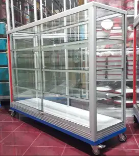 Etalase 1,5Mx1M Pakai Siku Besi + RODA BESAR Siap Kirim
