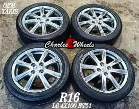 Jual velg + ban oem yaris r16 4x100 agya ayla sigra vios calya dll