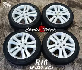 Jual velg + ban oem jazz r16 4x100 jazz brio agya ayla rocky city dll
