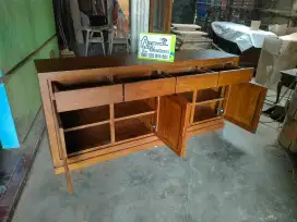 Bufet tv minimalis barang ready siap kirim full kayu jati