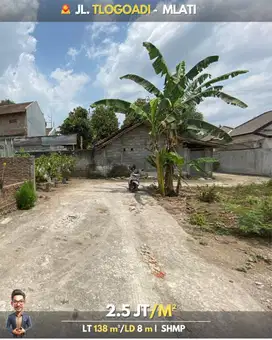 Dijual Tanah Pekarangan dekat Pemda Sleman 138m2