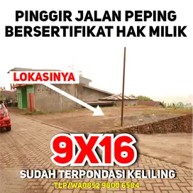 TANAH DEKAT KEBUN TEH PINGGIR JALAN PEPING BERSERTIFIKAT, 9X16