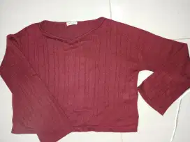 Baju Crop Top lengan panjang  Maroon