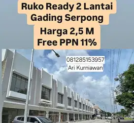 Ruko santa anna 2lt siap huni hadap jalan digading serpong free ppn