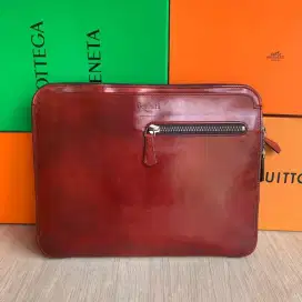 Berluti Au Grand Jour Leather Red clutch hand bag tas tangab