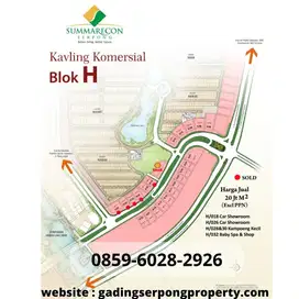 Harga jual 20 juta per meter (Exclude PPN) Kavling Blok H Summarecon