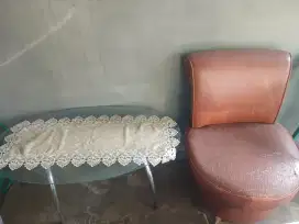 Sofa bangku busa tebal 1 set + meja kaca