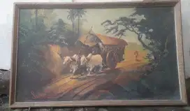 Lukisan Kanvas Gerobak Sapi