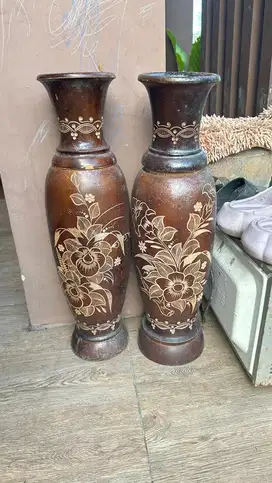 Guci kayu guci hiasan rumah vas bunga