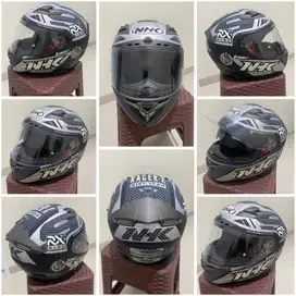 Helm NHK RX9 Full Face (Double Visor) Motif Racer Silver Doff