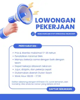 Lowongan kerja admin operational online shop