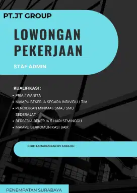 Dibutuhkan segera tenaga staff administrasi