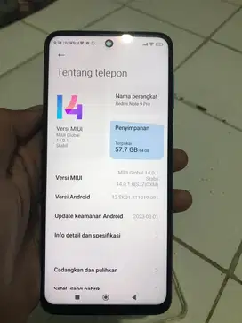 Redmi note 9 pro 6/64 no minus batangan