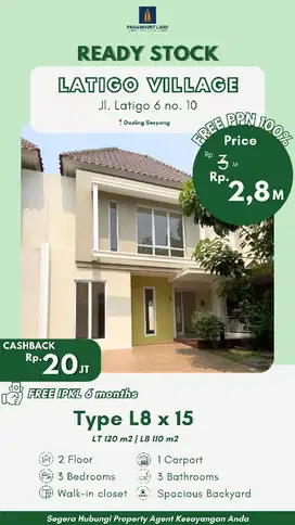 Rumah Baru 2 Lantai READY STOCK di Latigo Village Gading Serpong