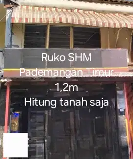 Dijual Ruko SHM (hitung tanah)  di Pademangan