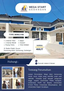 Rumah dijual inden 6 bulan digedangan 300jutaan cash