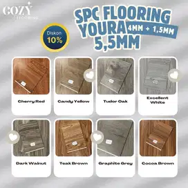Lantai SPC Youra motif wood tebal 4mm + 1,5mm IXPE