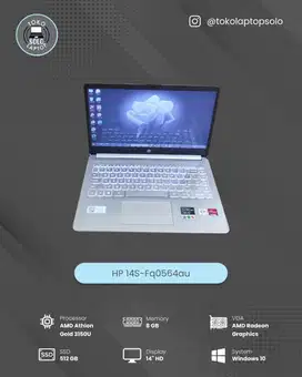 HP 14s-fq0564AU AMD Athlon Gold 3150U RAM 8GB SSD 512GB Radeon Graphic