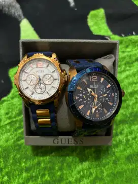 DIJUAL GUESS ANALOG WATCH COUPLE BLUE ORIGINAL