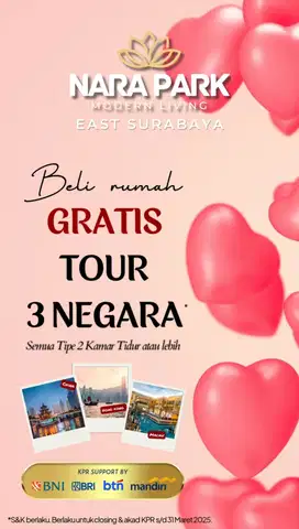 Rumah 2Lt Free DP Bonus Umroh atau Tour 3 Negara-Nara Park Surabaya