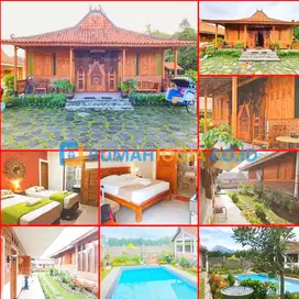 rumah tenik joglo dengan tanah luas dan kolam renang pakem