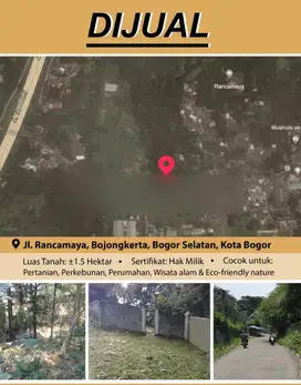 Tanah dibawah nilai pasar 1,5 jt/mtr di Rancamaya Bogor