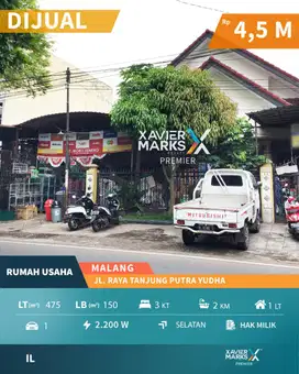 Rumah dan Ruang Usaha Luas di Nol Jalan Tanjung Dekat Mergan Malang