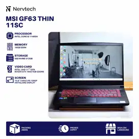 MSI GF63 Thin 11SC Core i5 11400H Gen 11 GTX 1650 4GB 16GB/512GB