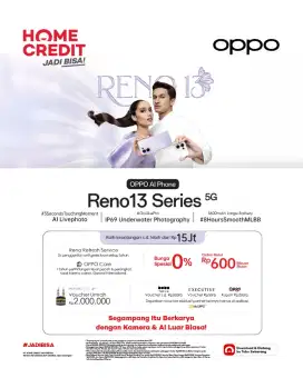 Oppo Reno 13 5G kredit cicilan 0% dg home credit