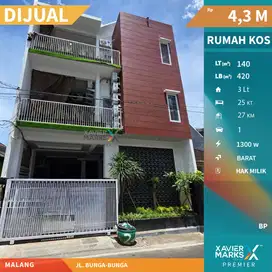 Dijual Rumah Kost Baru di Jalan Bunga-bunga, Lowokwaru Malang