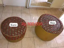 Meja kursi bulat 1 set