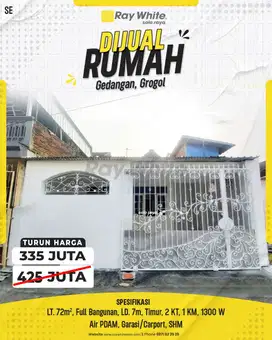 Dijual Cepat Rumah di Gedangan Solo Baru, Nego Sampai Deal