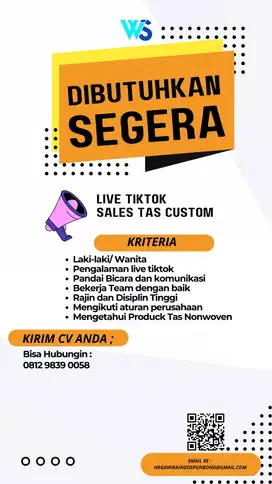 Loker Sales Custom dan Hots Live Tiktok