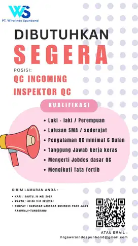 Loker QC Incoming dan Inspektor QC