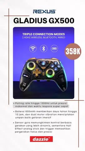 Rexus Gamepad wireless gladius GX500