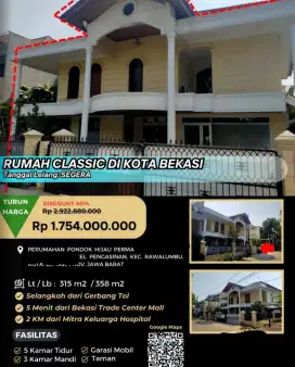 Dijual Rumah Pondok Hijau Permai Rawalumbu Bekasi