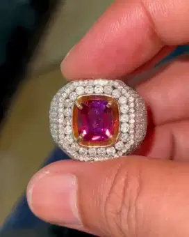 Fancy Sapphire Ring Gold Diamond Emas Berlian