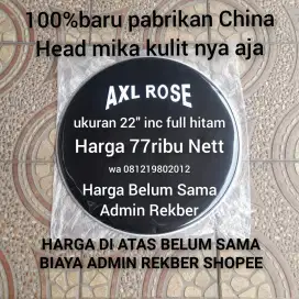 100%br HEAD 22 MIKA KULIT BASS DRUM HITAM