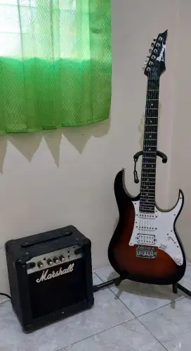 Gitar Ibanez Electrik + Amp Marshall MG 10 CF