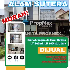 Dijual rumah bagus di Alam Sutera LT240m2 LB185m2,Utara,4BR+1