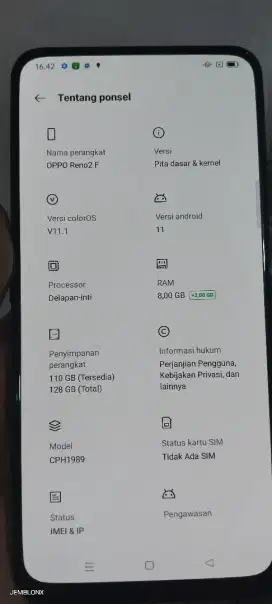 Oppo reno 2 F second