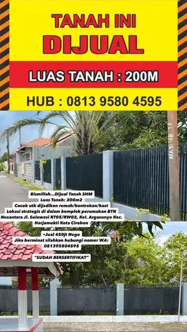 Dijual Tanah SHM LT 200m2 Dalam Komplek BTN Nusantara Kota Cirebon
