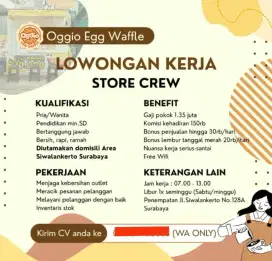 Lowongan kerja crew store / barista / jaga stand