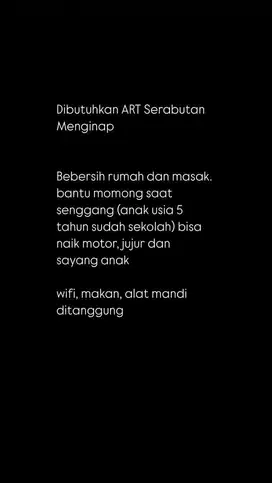 butuh art menginap