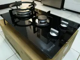 Kompor gas tanam built in 2 tungku RINNAI RB312NGB second Mulus ORI