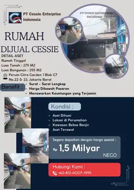 DIJUAL MURAH RUMAH PERUM CITRA GARDEN - VIA CESSIE