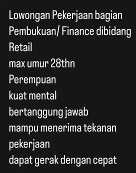 Lowongan bagian Finance
