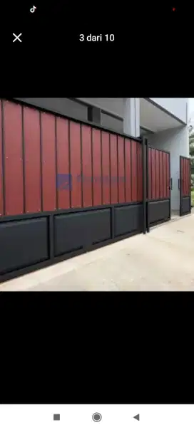 Pagar gerbang minimalis motif kayu woplng