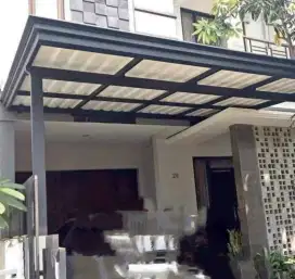 Kanopi rangka baja atap alderon double