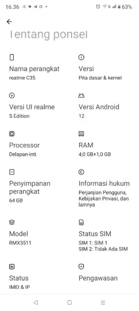 jual Bu realme c35 pemakaian cewe